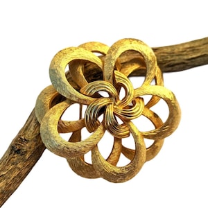 Vintage Corocraft Gold Flower Brooch: Open Work Floral Costume Jewelry