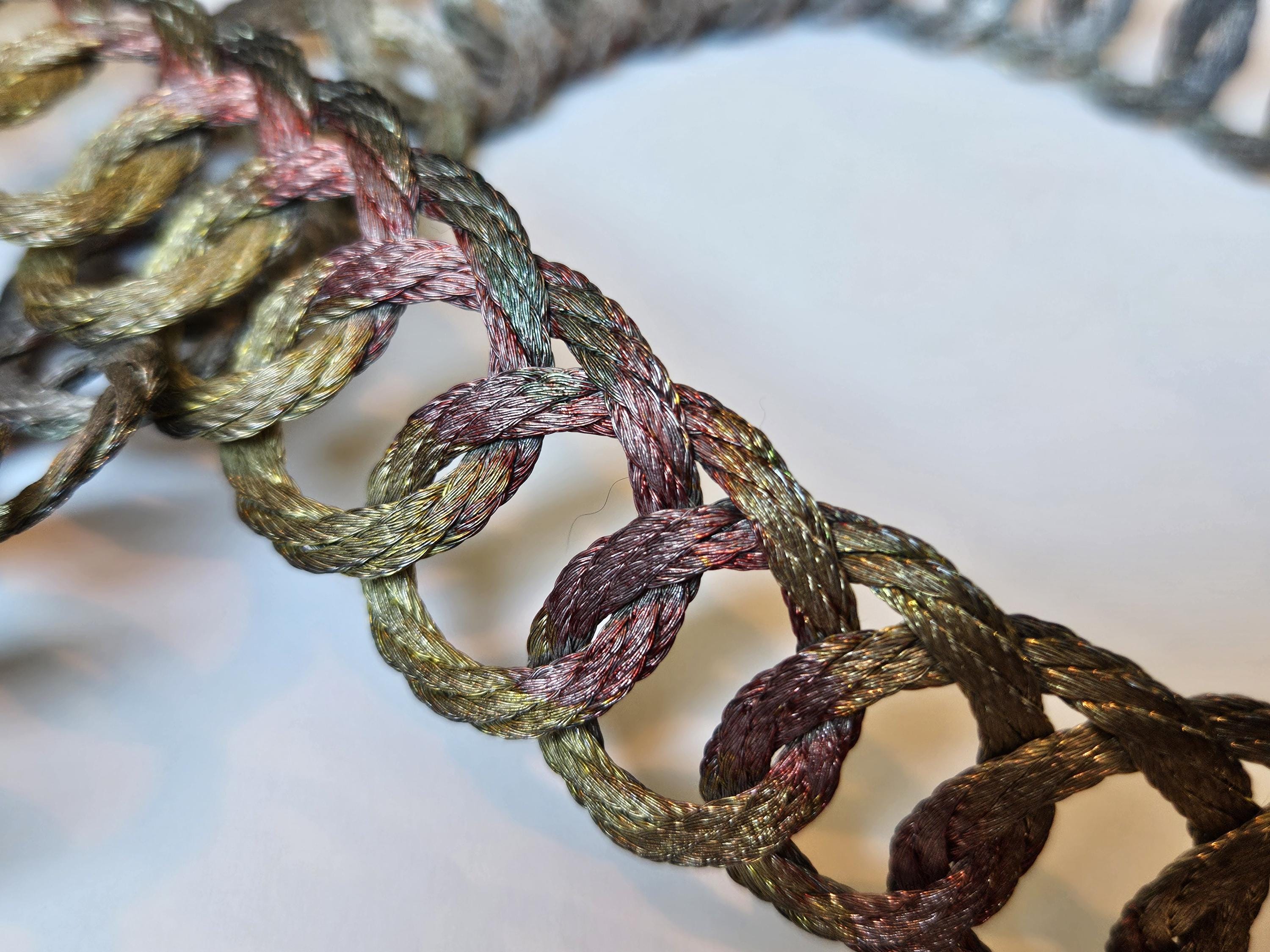 Vintage Braided Wire Belt: Handmade Art Deco Rainbow Metal 