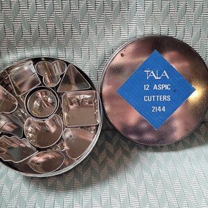 Vintage TALA Retro Cookie Cutters 12 Aspic Cutters 2144 Kitchenalia Prop Item Vintage Kitchen Decor, Baking Gift For Her, Jelly Cutters 1930
