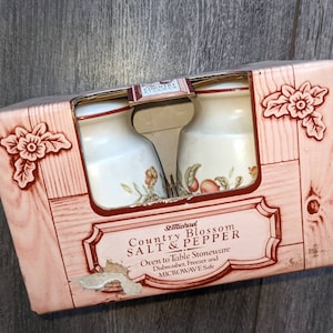 Vintage St Michael's Salt & Pepper  Shakers, 1960's Kitchen Prop Item, Country Blossom Oven To Table Stoneware, Dishwasher, Freezer Safe