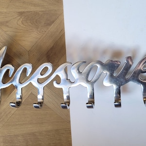 Vintage &quot;Accessories&quot; Wall Mounted Hooks, Jewelry Storage Hooks, Jewelry Pegs, Aluminium Shop Accessories Fittings 47cm Shop Decor Gift