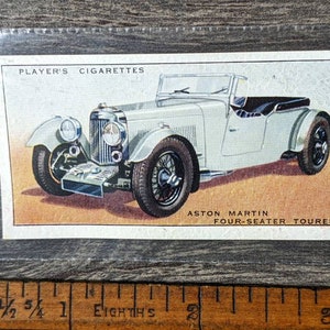Antike 1936 ASTON MARTIN TOURER Zigaretten Karte, Auto Geschenk, Collage Bastelmaterialien, Geschenk für Ihn, Oldtimer Geschenk Vintage Zigarettenkarten