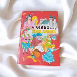 1984 My Giant Book Of Fairy Stories Peter Haddock Vintage Children&#39;s Book, Birthday Gift, Traditional Toy, Retro Orange 1980s Kids Book Gift