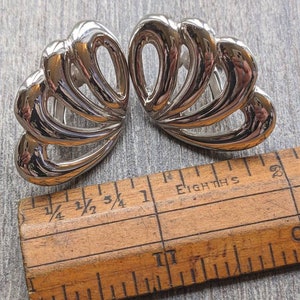 Vintage Napier Silver Plated Swirl Clip On Earrings, 1960s Retro Style