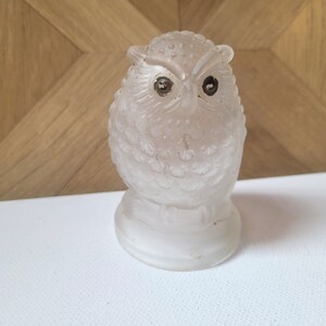 Gufo vintage in vetro trasparente, ritrovamento di Mud Larking, talismano a forma di gufo, regalo decorativo a forma di gufo, ornamento a forma di gufo, barbagianni, regalo per la festa della mamma, gufo vintage in vetro
