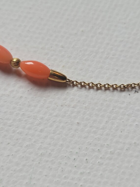 Vintage Gold Plated Real Coral Necklace, Delicate… - image 4