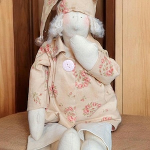 Handmade Vintage Doll Ornament collectible dolly, Handmade Hand sewn Doll Sleepy Old Man By Vicky Und Ricky Decorative Rag Doll Gift For Her