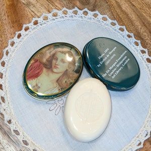 1980&#39;s Vintage PAST TIMES Soap Tin Beauty Prop Item Beautiful Lady Portrait Flora 1894 by Eveyln De Morgan Foundation, Art Library London