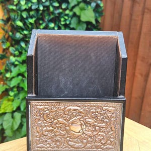 Handmade Antique Sterling Silver Panel & Silk Letter Rack 925 Fronted Letter Holder Wall Hanging Victorian Style Fine Leather Desk Accessory
