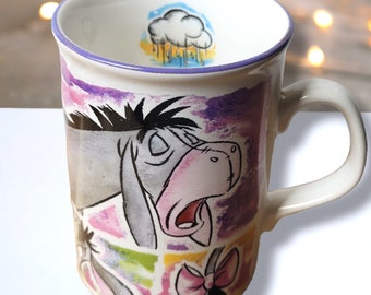 Vintage Eeyore Mug, Rainbow Disney Winnie The Pooh, Eeyore Ceramic Mug Gift Staffordshire Pottery, Depressed Donkey Gift For Her, Happy Gift