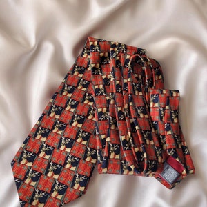 Vintage Christmas Tie 100% Pure Silk Mark&#39;s & Spencer&#39;s St Michael&#39;s Reindeer Tie, Reindeer Vintage Christmas Neck Tie, Quirky Tie 1970s