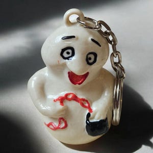 Vintage Ghost Keyring Keychain, Cute Ghost, Ghosties Gift, Retro Quirky Ghost Gift, Funny Ghost With Handbag Celluloid Keyring, Halloween