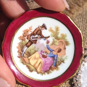 Vintage MEISSENER LIMOGES France C1B Miniature Plate, Mini Collectible Gift For Her Porcelain Chintz Home Decor Prop Midcentury, Limoges