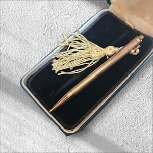 Antique Vintage Rolled Gold Pen, Stationary Gift, Desk Gift, Mini Rolled Gold Pen With Tassle NEEDS NEW INK, Fancy Pen Vintage Mini Pen Gift