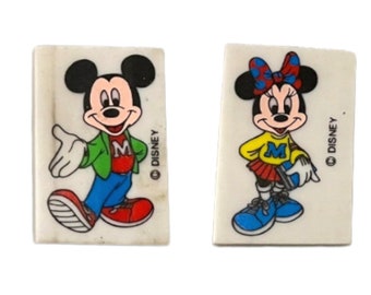 Disney Character Erasers, Vintage Disney Eraser Rubber, Mickey & Minnie Mouse Eraser, Retro Disney Gift, 1980s Disney Stationary Gift