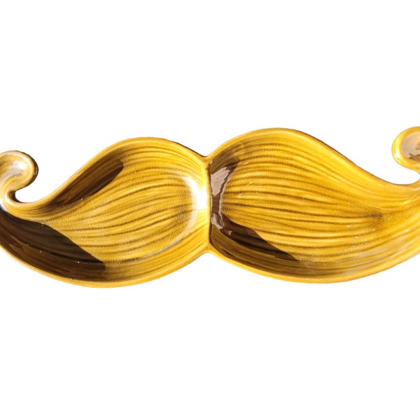 vintage Gisela Graham Limited Moustache Moustache Plat Movember 14" Brown Moustache Cadeau pour lui, Décor de table original, Bol de noix de Noël