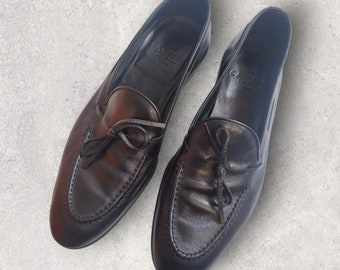 Vintage CARMINA Mallorca Penny Loafers Black Handmade Leather Gender Neautral Shoes RRP 386 UK6.5 Classic Designer Flat Shoes Unisex