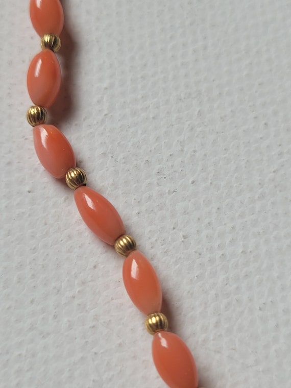 Vintage Gold Plated Real Coral Necklace, Delicate… - image 3