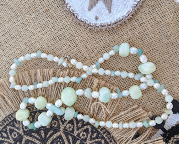 Vintage Jade & Pearl Necklace, Real Cultured Pear… - image 5