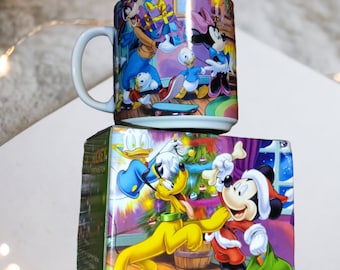 Vintage Disney Christmas Mug, Mickey and Friends, Official Gift