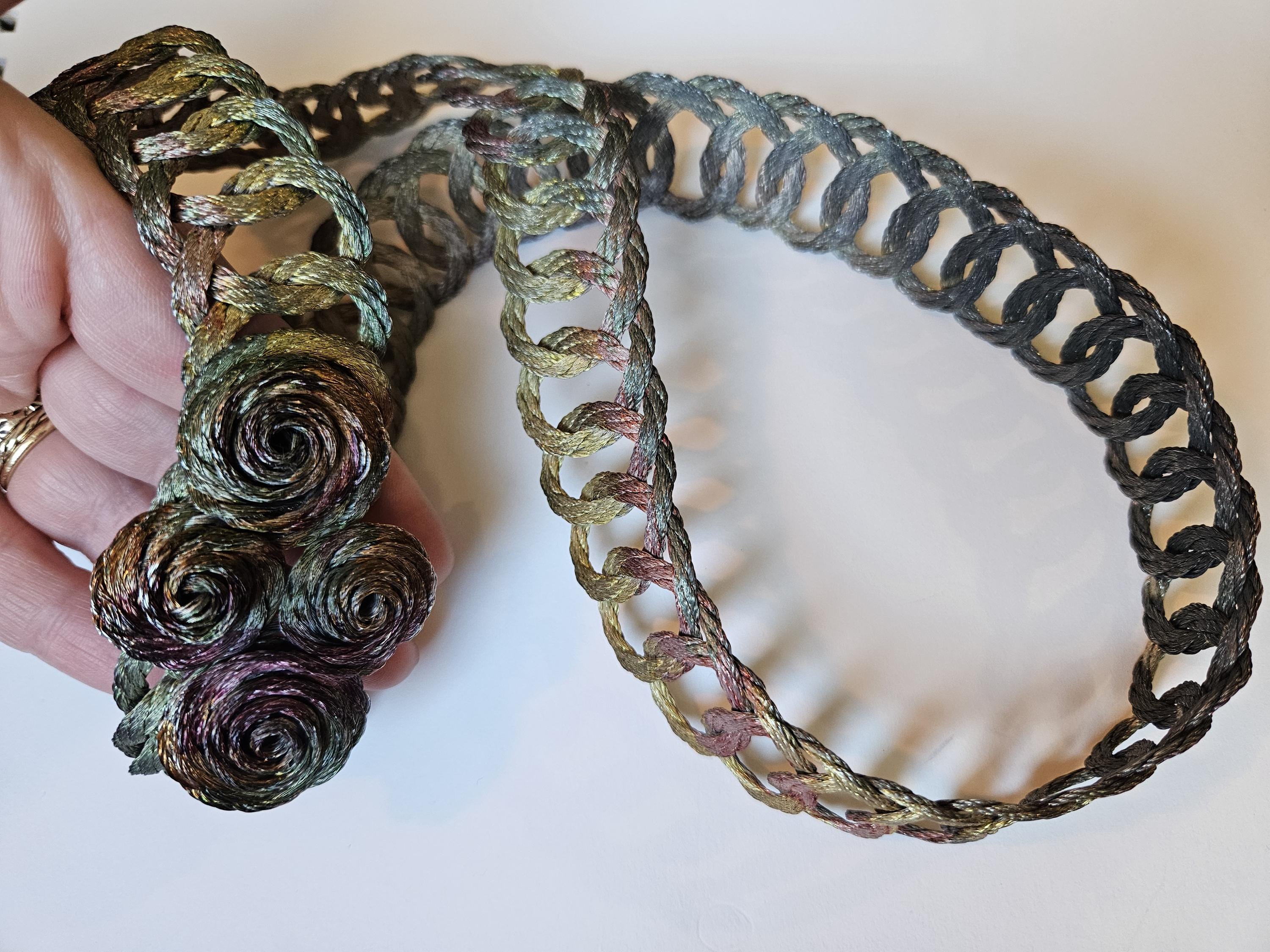 Vintage Handmade Wire Metal Belt Vintage Braided Wire Belt: Handmade Art Deco Rainbow Metal  main image 4