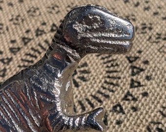 Vintage T-Rex Ornament, Aluminum Metal Dinosaur Figurine, T-Rex Gift For Him, Retro Dino Present, Dad Gift, Dinosaur Home Decor, Cast Metal