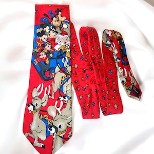Vintage Mickey Mouse Christmas Tie, Pure Silk Mickey Mouse 1970&#39;s Tie, Novelty Tie Fathers Day Gift Disney Gift For Him DISNEY Necktie Party