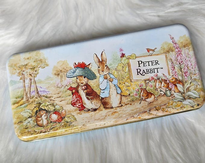Peter Rabbit Pencil Case Vintage Peter Rabbit & Benjamin Bunny Pencil Case Tin Storage, Retro ...