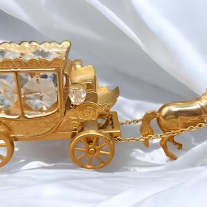 Vintage Swarovski Crystal Temptations Ornament, Pferd und Wagen, 24k vergoldet, Crystal Temptations, Crystal Home Décor, Cindarella Geschenk