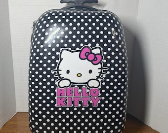 Hello Kitty Hard Shell Girls Rolling Suitcase Luggage Black 16”x12’’x8’’