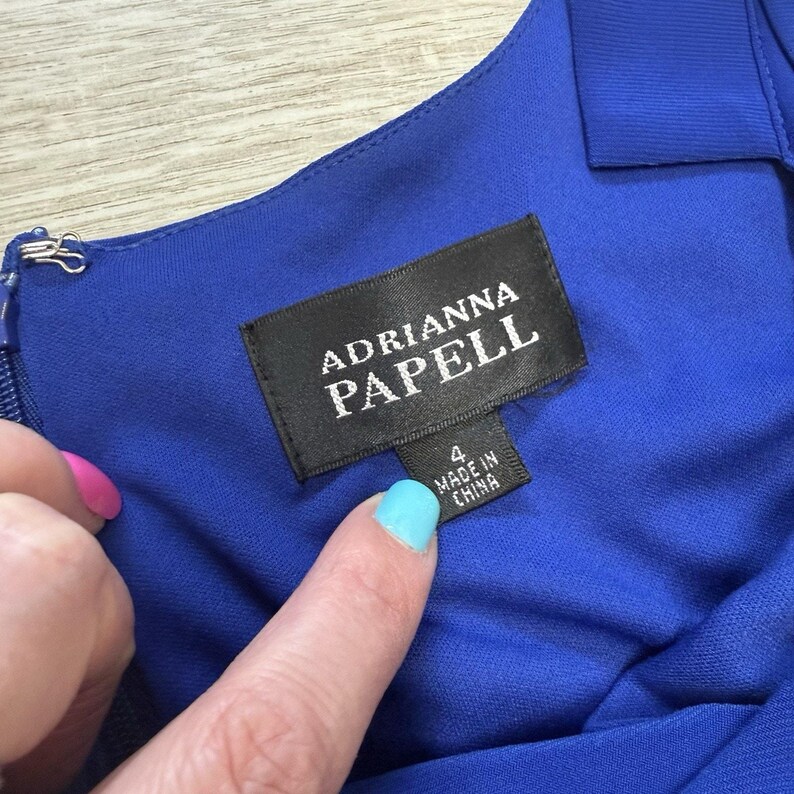 Papell Studio Adrianna Papell Navy Blue Midi Dress Size 4 image 2