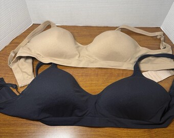 Lot Of 2Carole Hochman Size L Womens Beige & Black Lined Wirelesse Back Closure
