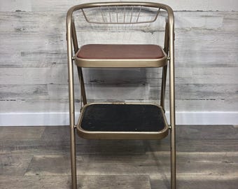 Vintage Metal Folding Seat Stepstool Step ladder