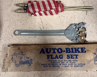Juego de banderas para autos, bicicletas y autos clásicos, soporte metálico para 3 banderas de EE. UU., 48 estrellas.