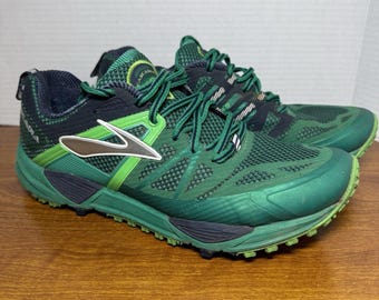 Brooks Cascadia 10 Green Synthetic Running Sneaker Shoes Mens 8.5