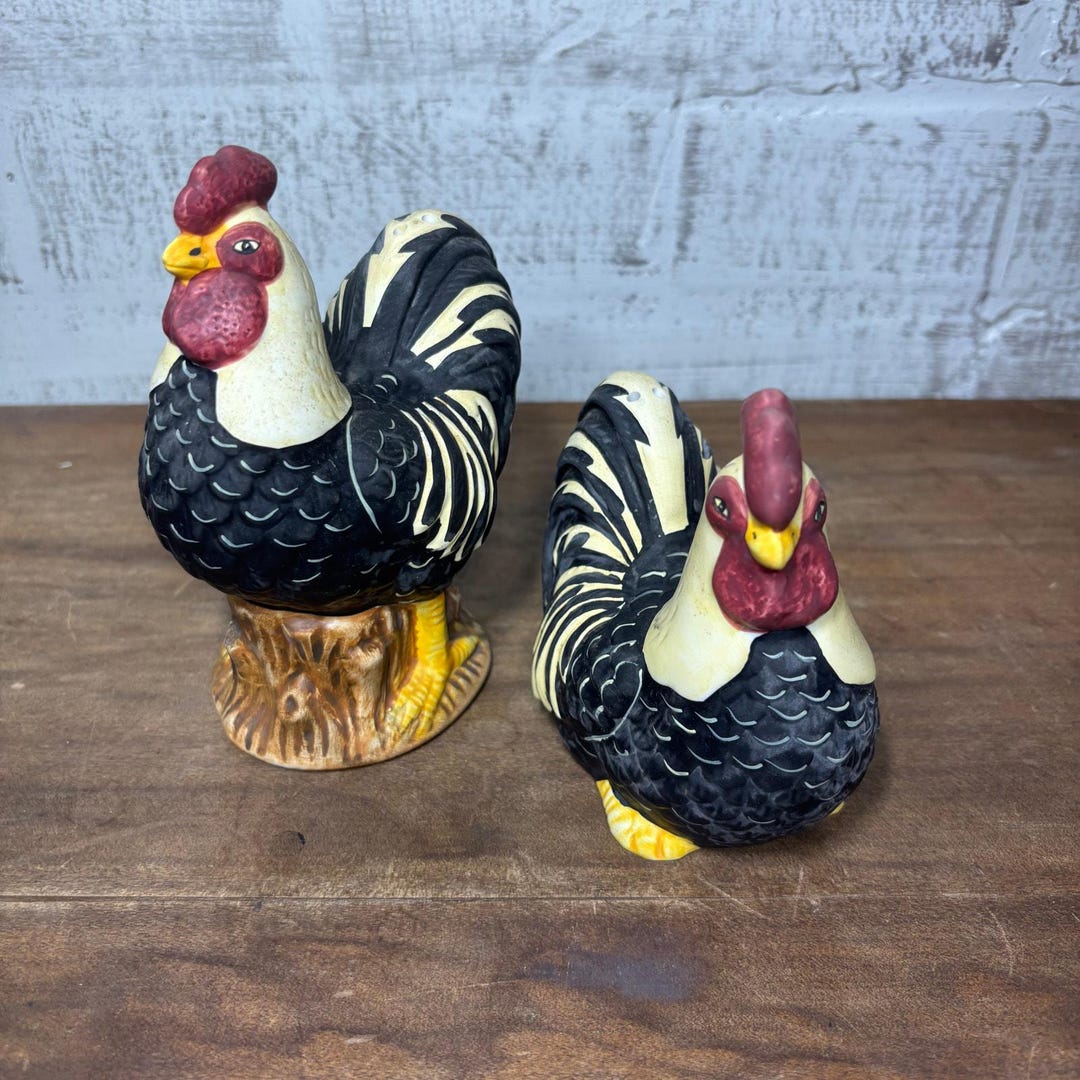 Kimble Chicken Vintage Sakura Kimble Hand Painted Chicken/ Rooster Salt & Pepper ...