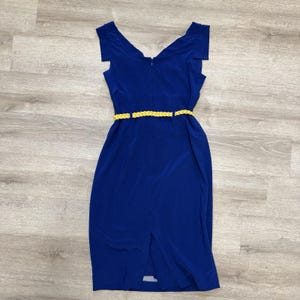 Papell Studio Adrianna Papell Navy Blue Midi Dress Size 4 image 3