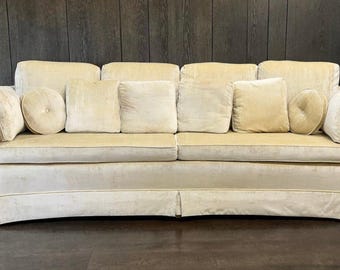 Vintage Mid Century 100" Long Yellow SofaVintage Mid Century 100" Long Yellow Sofa Velvet Couch by Keplers Custom Couch by Keplers Custom