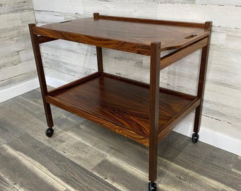 Mid Century Modern Rosewood Bar Cart Made in Denmark Danish