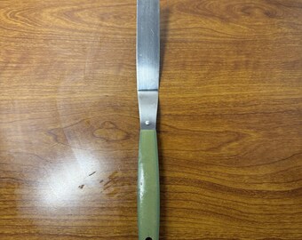 Vintage Stainless Steel Sears Frosting Spatula Spreader Made in USA Green