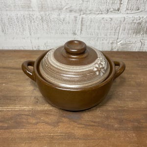 Small Brown Ceramic Pot with Lid