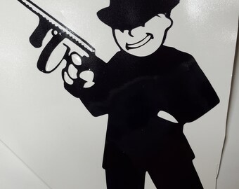 TOMMY GUN Sticker Submachine Gun Silhouette Vinyl Decal Prohibition Trench .45 TOMMY GUN Sticker Submachine Gun Silhouette Vinyl Decal Prohibition Trench .45