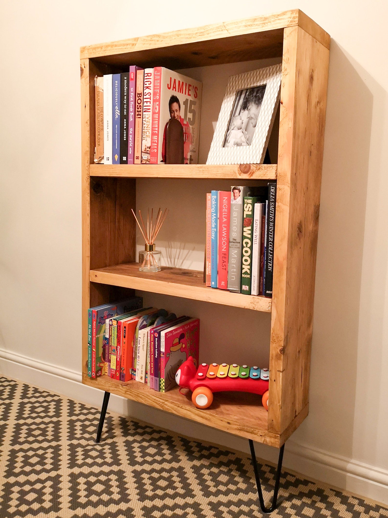 Reclaimed Wood Bookcase With Hairpin Legs Scaffold Board Etsy UK