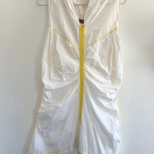 Vintage y2k Cop Copine White and Yellow Zip Up Parachute Style Dress RARE size small