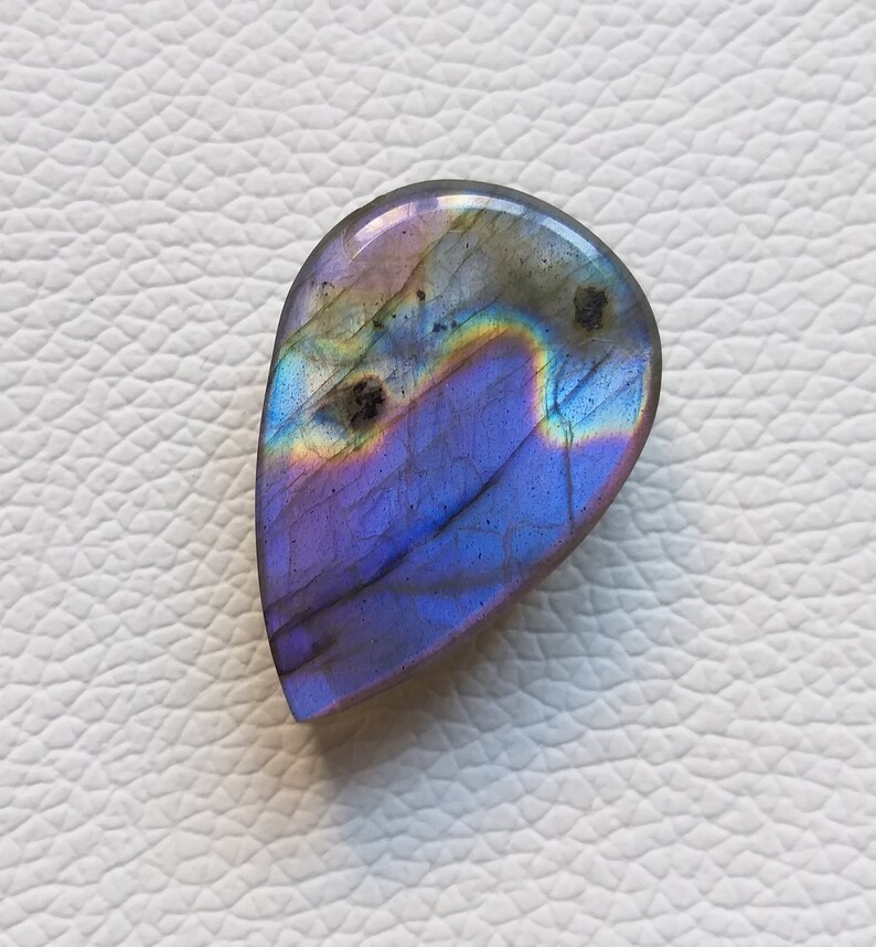 LABRADORITE GEMSTONE Size 34x22.5x10.5 MM 61 Ct Labradorite High Quality, Natural Blue Labradorite Smooth Pear Shape Cabochon