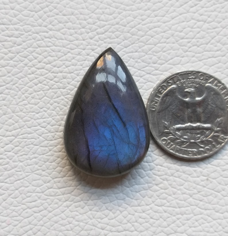 LABRADORITE GEMSTONE Size 34x22.5x10.5 MM 61 Ct Labradorite High Quality, Natural Blue Labradorite Smooth Pear Shape Cabochon