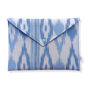 Bolsa envelope ikat cluth, bolsa ikat, bolsa de lona Mallorca, bolsa para notebook ikat, bolsa de trabalho ikat, bolsa estilo mediterrâneo, bolsa Mallorca