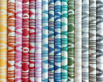 Tela lenguas colores mallorquines, estampado ikat tela mallorca, mantel mesa impermeable, tela al metro, tela tipica mallorquina