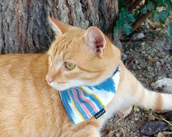 Bandana gato ikat, Pañuelo de gato, pañuelo de gato, Bandana gato hecho a mano, Pañuelo de gato ikat Mallorca, Tejido de gato, Bufanda de gato