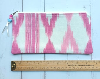 Ikat fabric wallet Majorca, Fabric pencil case mallorquin tongues, Ikat fabric pen holder, Fabric wallet mallorquin tongues